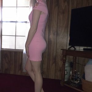 Pink halter bodycon dress